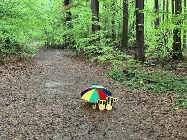  Eigentlich sollte die Vorstellung im Winkelholzwald stattfinden, doch dort stand die Tigerente an diesem Tag im Regen. Die Vorführung wurde kurzerhand in die Niederkirchspielhalle verlegt.