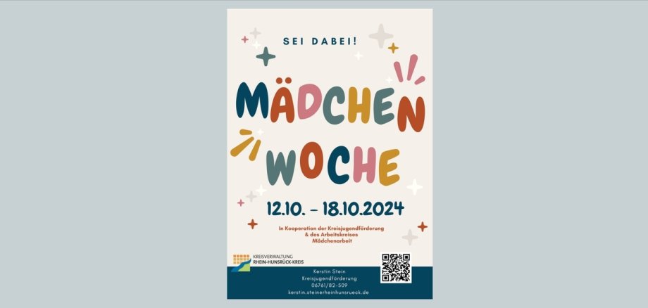 Vom 12. bis 18. Oktober 2024 findet im Rhein-Hunsrück-Kreis wieder die Mädchenwoche statt. Auch das Museum Boppard ist mit dabei und bietet einen Workshop für Mädchen an.